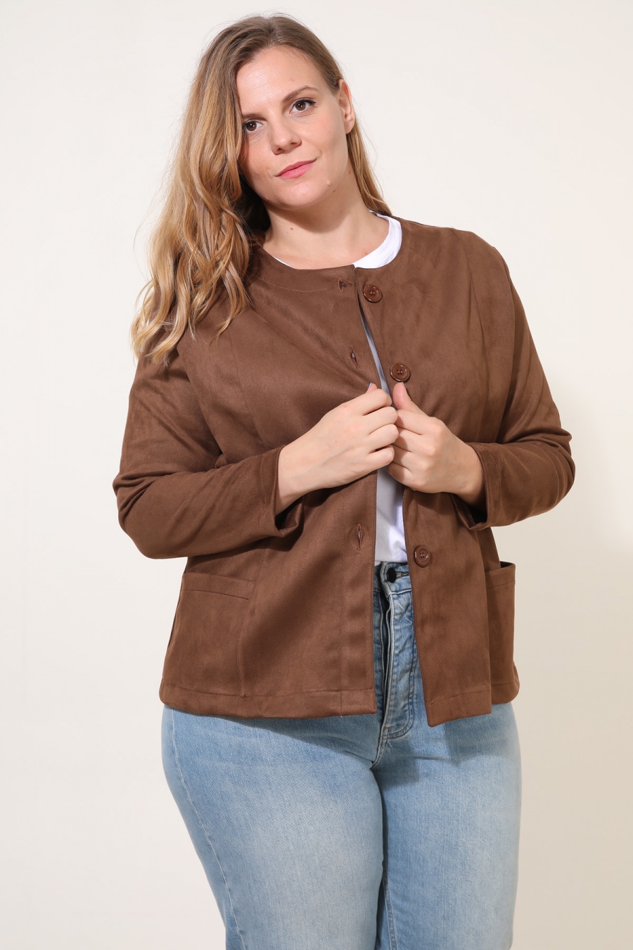 Chaqueta de antelina, Marrón claro